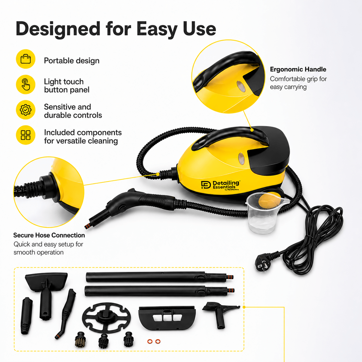 Detailing Essentials Steam Engine Machine 2000W | 1.8L Car Detailing Steam Cleaner - Detailing Essentials