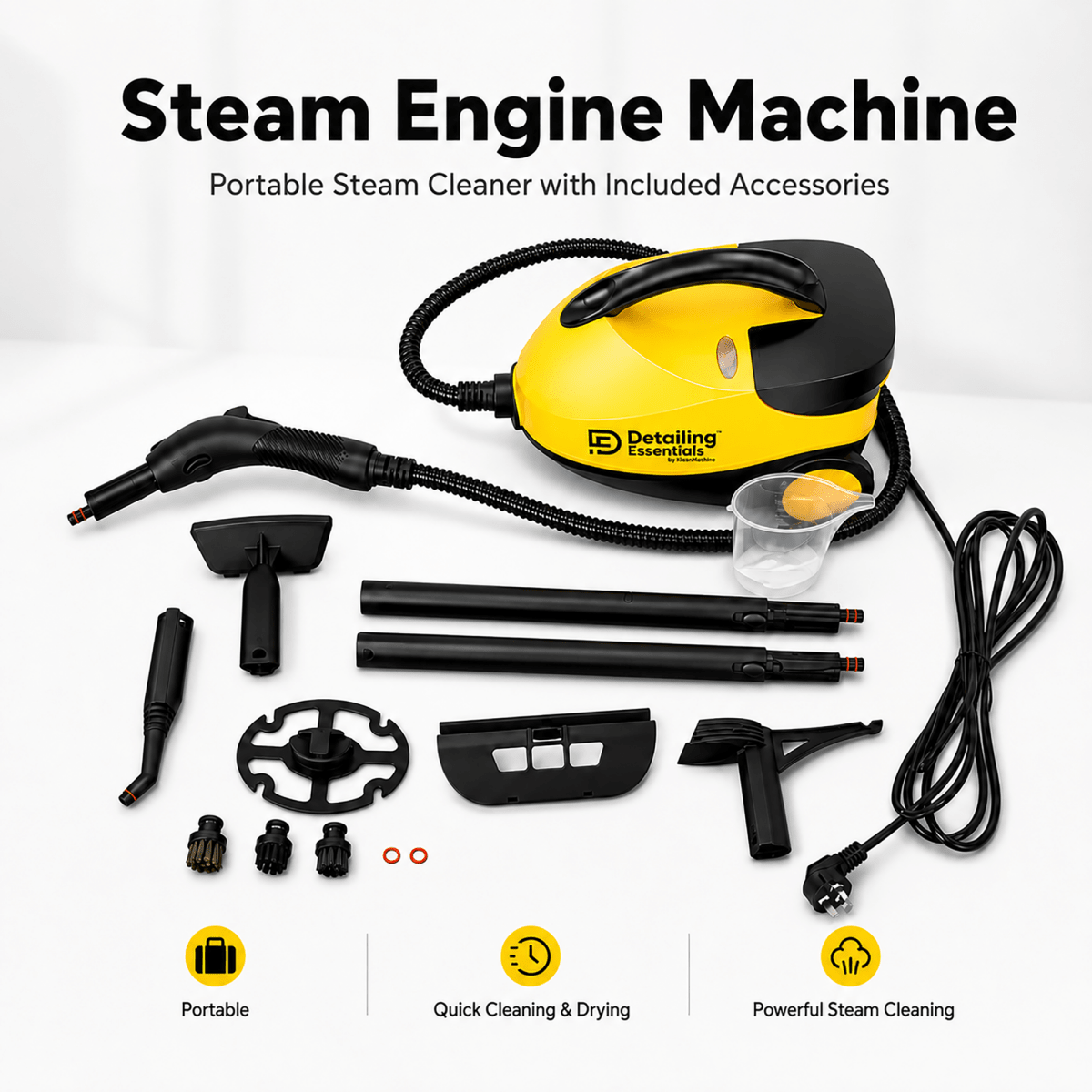 Detailing Essentials Steam Engine Machine 2000W | 1.8L Car Detailing Steam Cleaner - Detailing Essentials