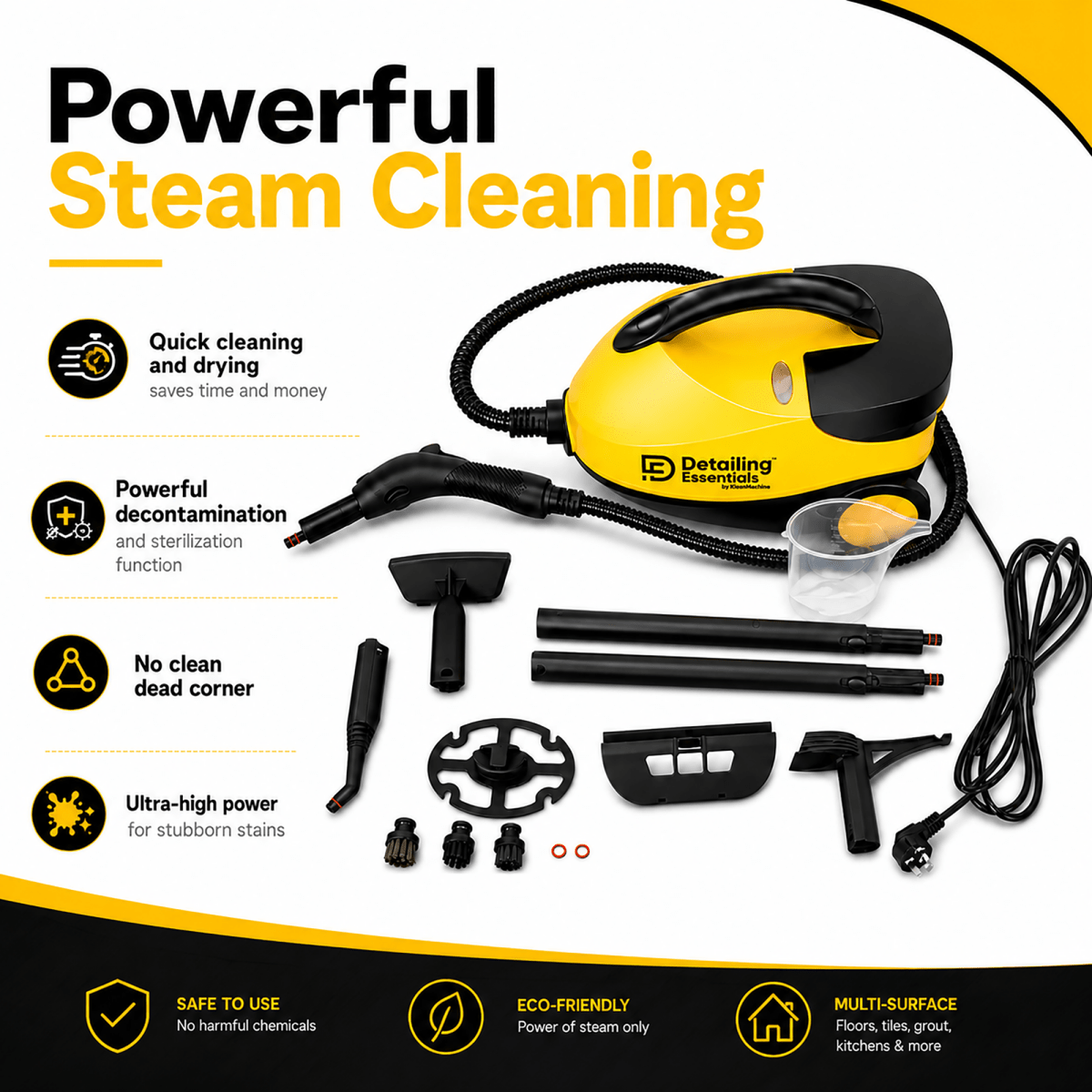 Detailing Essentials Steam Engine Machine 2000W | 1.8L Car Detailing Steam Cleaner - Detailing Essentials