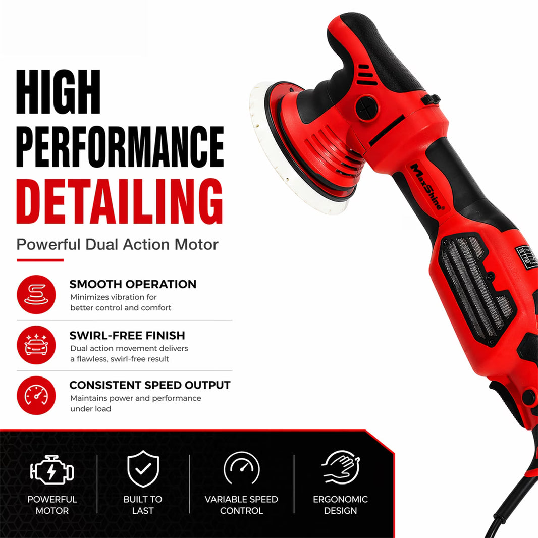Maxshine - 21mm Brushless Dual Action Polisher, 1200W AC Motor, Low Noise, Smooth Start, Variable Speed, Ergonomic Grip, Professional Detailing Tool and Polishing