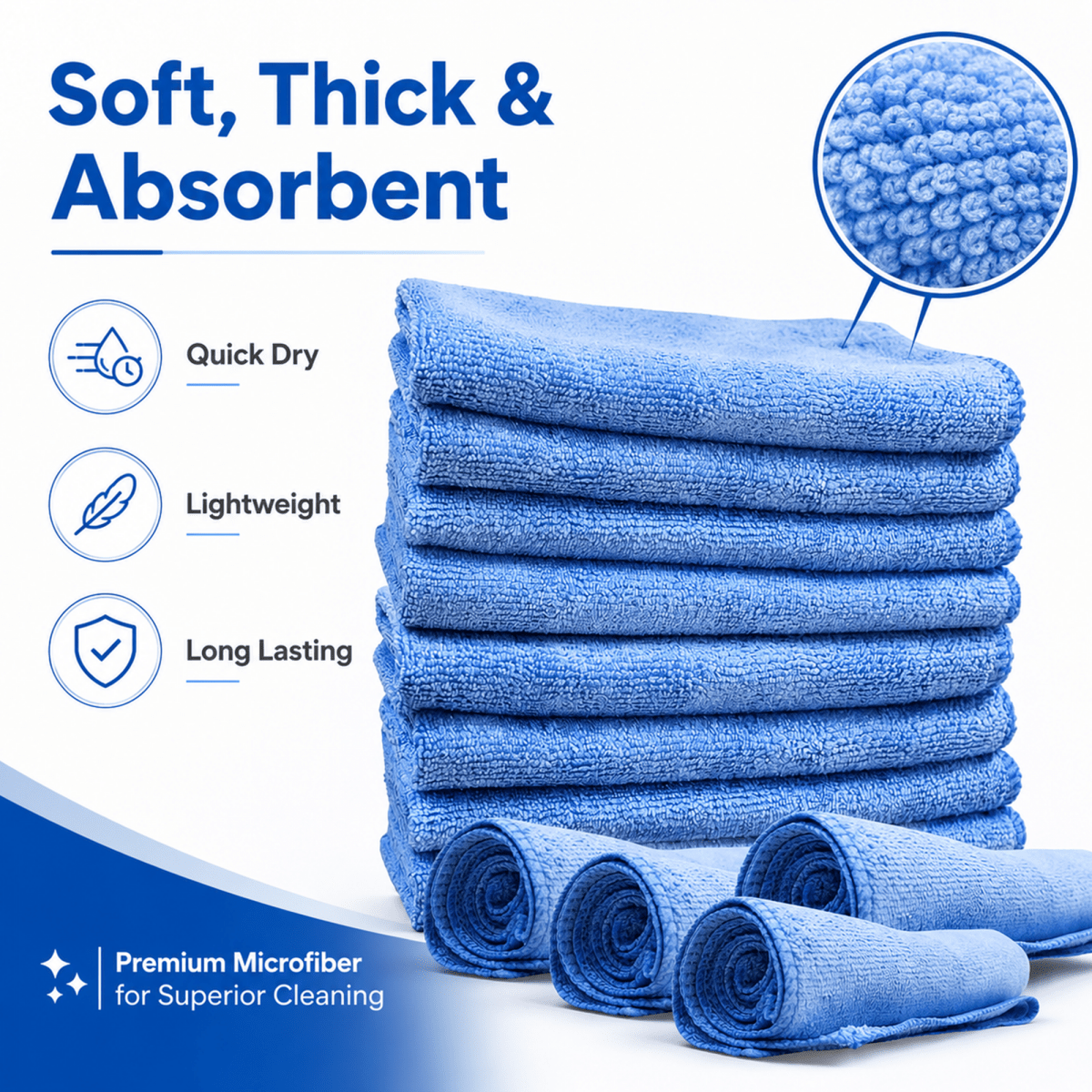MA - FRA Blue Microfiber Body Cleaning Cloth | Multipurpose Car Cleaning Towel - Detailing Essentials