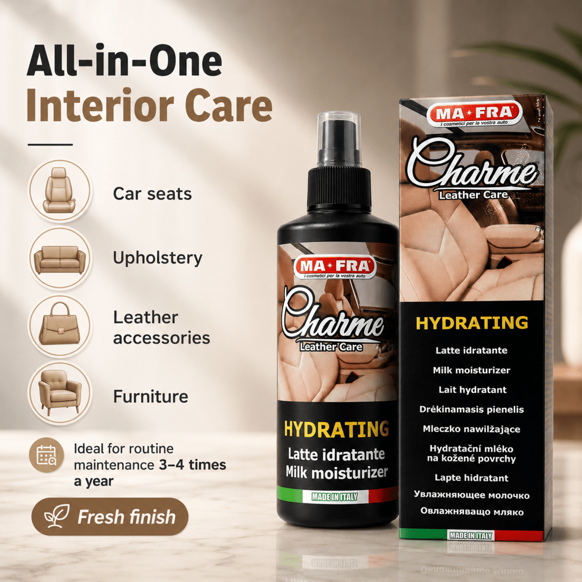 MA - FRA Charme Hydrating Leather Care Spray 150ml | Leather Cleaner & Conditioner - Detailing Essentials