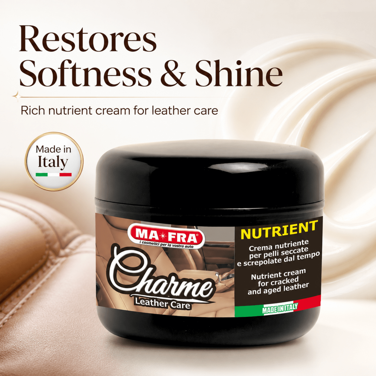 MA - FRA Charme Leather Care Cream Polish 150g | Leather Conditioner & Restorer - Detailing Essentials