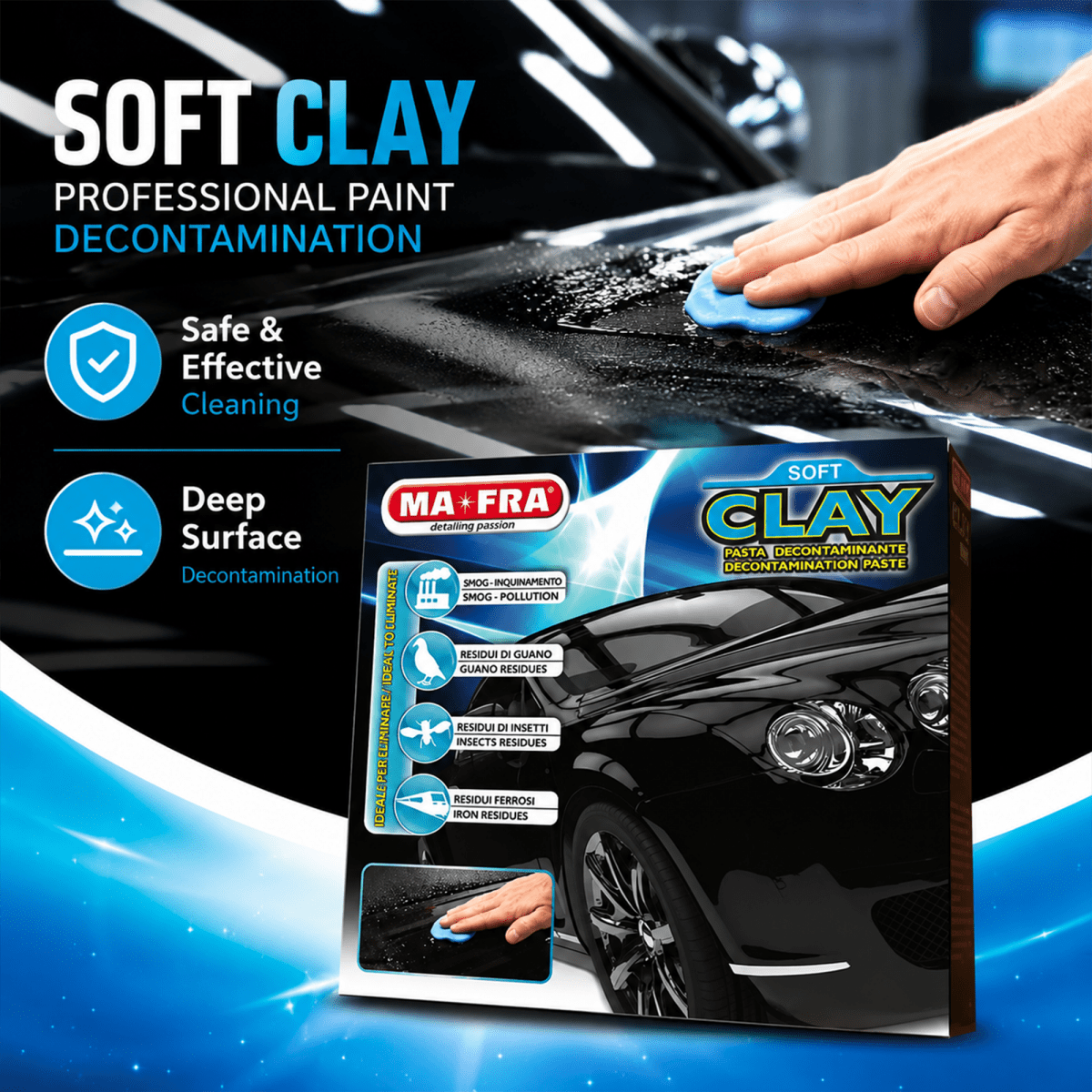 MA - FRA Dark Clay Bar 200g | Car Paint Decontamination Clay - Detailing Essentials