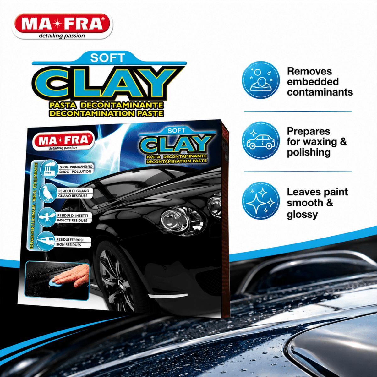 MA - FRA Dark Clay Bar 200g | Car Paint Decontamination Clay - Detailing Essentials
