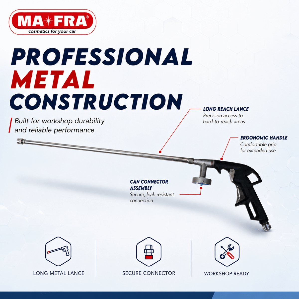 MA - FRA High Pressure Water Spray Gun for Lubrigraph | Steel Car Wash Cleaning Gun - Detailing Essentials