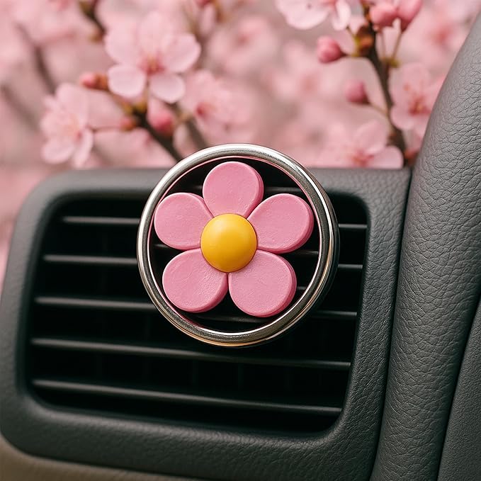 Ma - Fra Hippy Nature Trip Car Air Freshener – Love Freedom Scent | Blue Rubber Flower Design | Long - Lasting Aroma Up to 6 Weeks | Car Dashboard & Small Space Use - Detailing Essentials