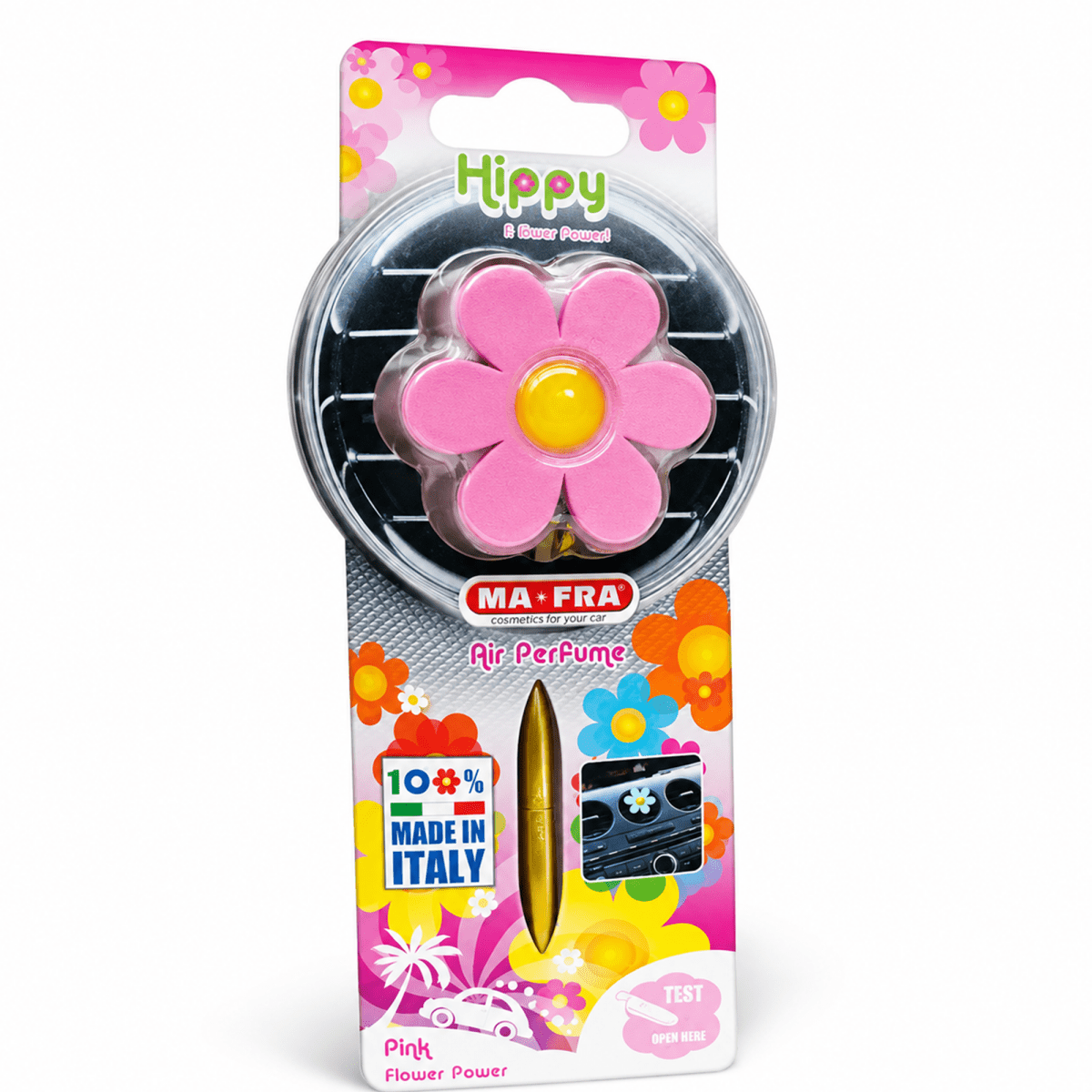 Ma - Fra Hippy Nature Trip Car Air Freshener – Love Freedom Scent | Blue Rubber Flower Design | Long - Lasting Aroma Up to 6 Weeks | Car Dashboard & Small Space Use - Detailing Essentials