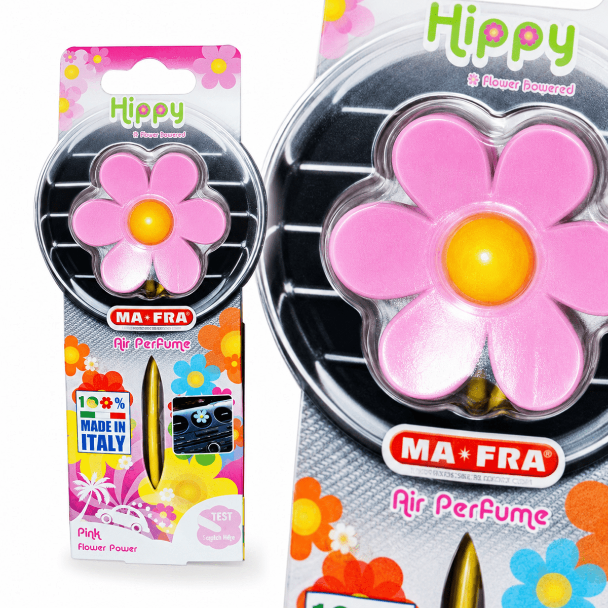 Ma - Fra Hippy Nature Trip Car Air Freshener – Love Freedom Scent | Blue Rubber Flower Design | Long - Lasting Aroma Up to 6 Weeks | Car Dashboard & Small Space Use - Detailing Essentials