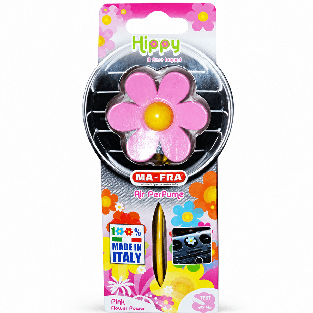 Ma - Fra Hippy Nature Trip Car Air Freshener – Love Freedom Scent | Blue Rubber Flower Design | Long - Lasting Aroma Up to 6 Weeks | Car Dashboard & Small Space Use - Detailing Essentials