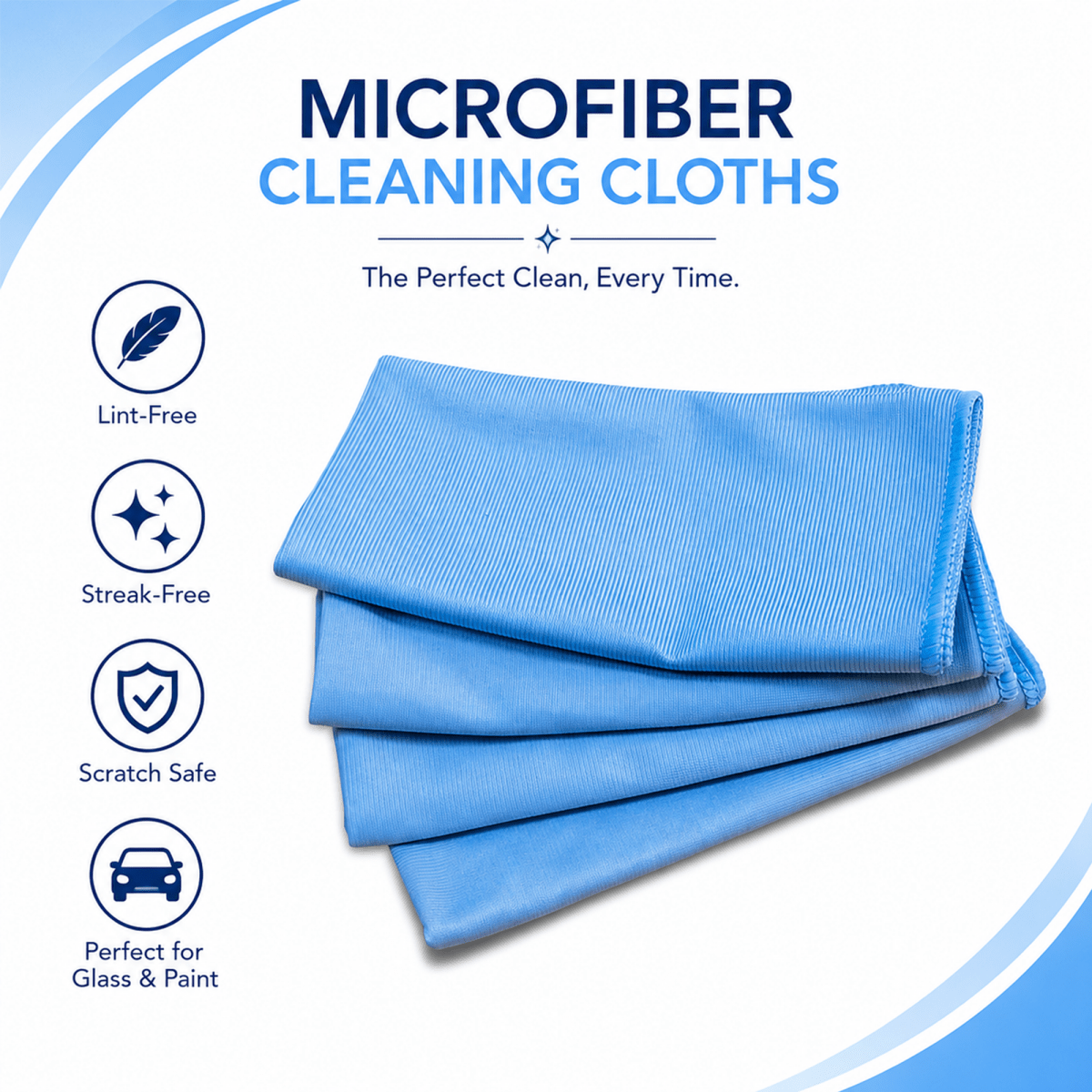 MA - FRA Microfiber Glass Cloth 350 GSM | 40x40cm Multipurpose Car Cleaning Towel - Pack of 4 - Detailing Essentials