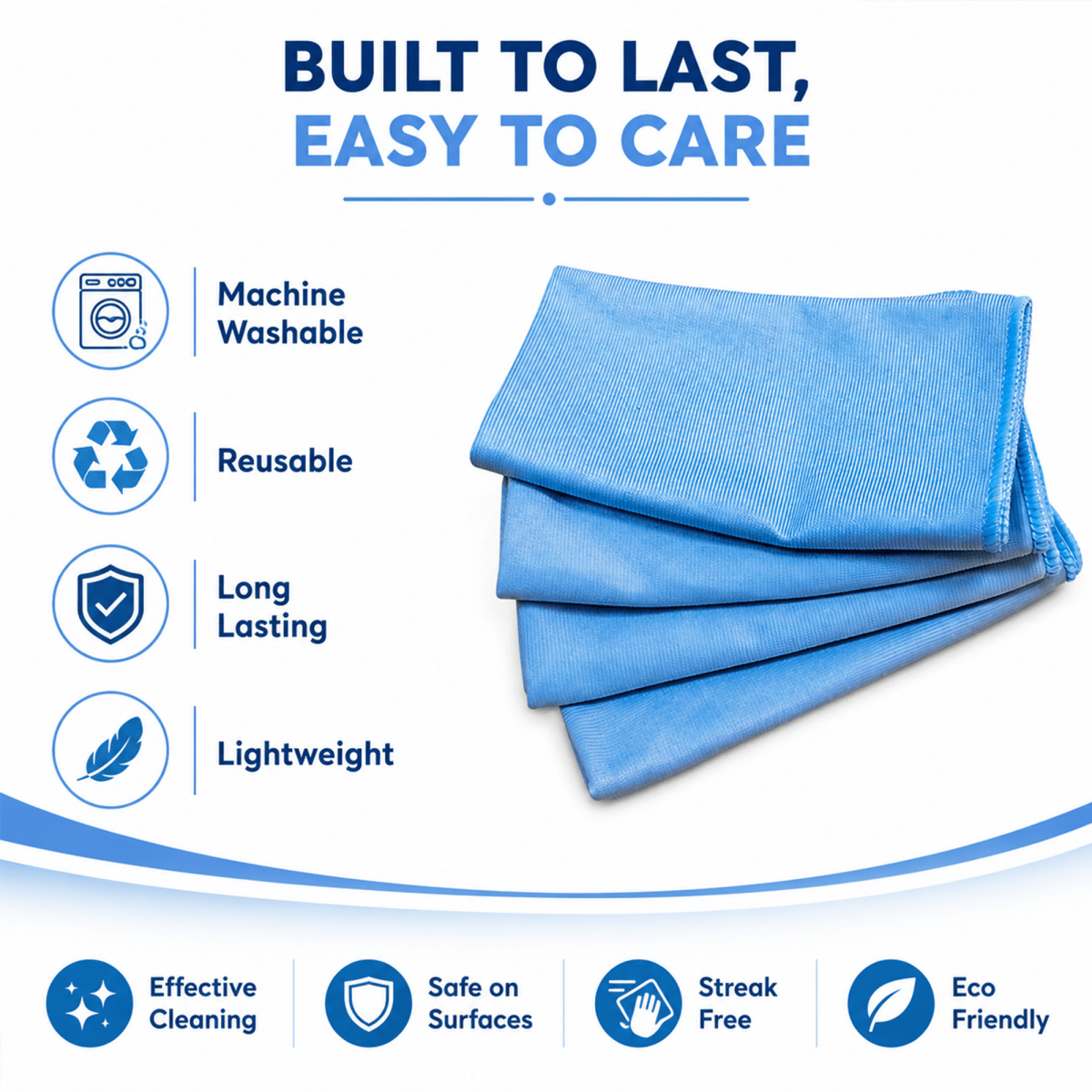 MA - FRA Microfiber Glass Cloth 350 GSM | 40x40cm Multipurpose Car Cleaning Towel - Pack of 4 - Detailing Essentials