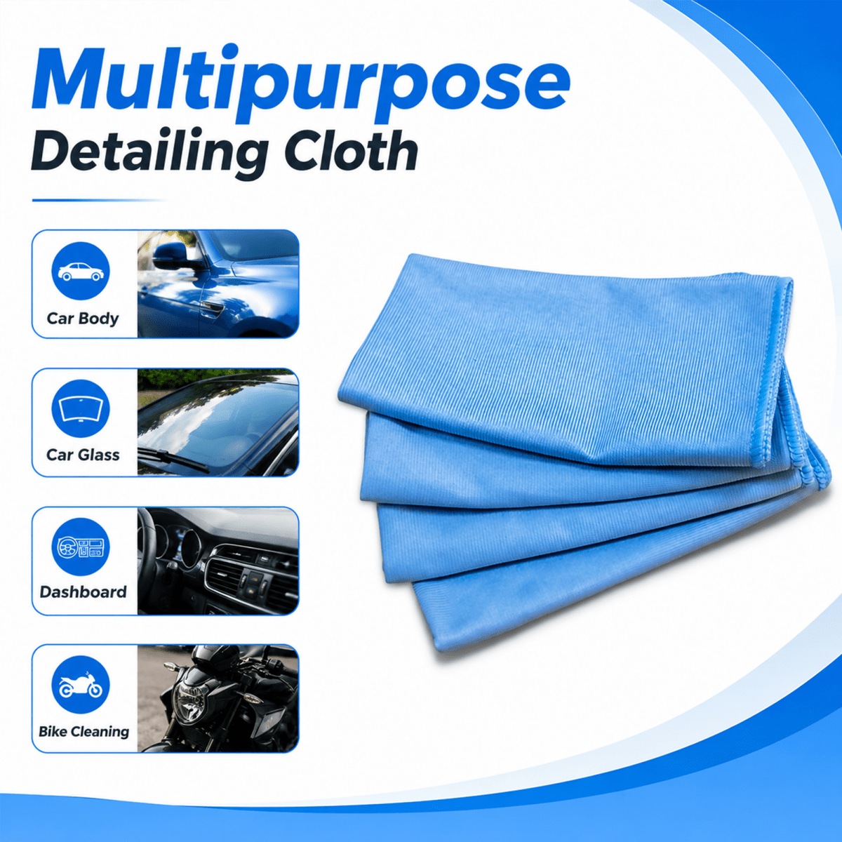 MA - FRA Microfiber Glass Cloth 350 GSM | 40x40cm Multipurpose Car Cleaning Towel - Pack of 4 - Detailing Essentials