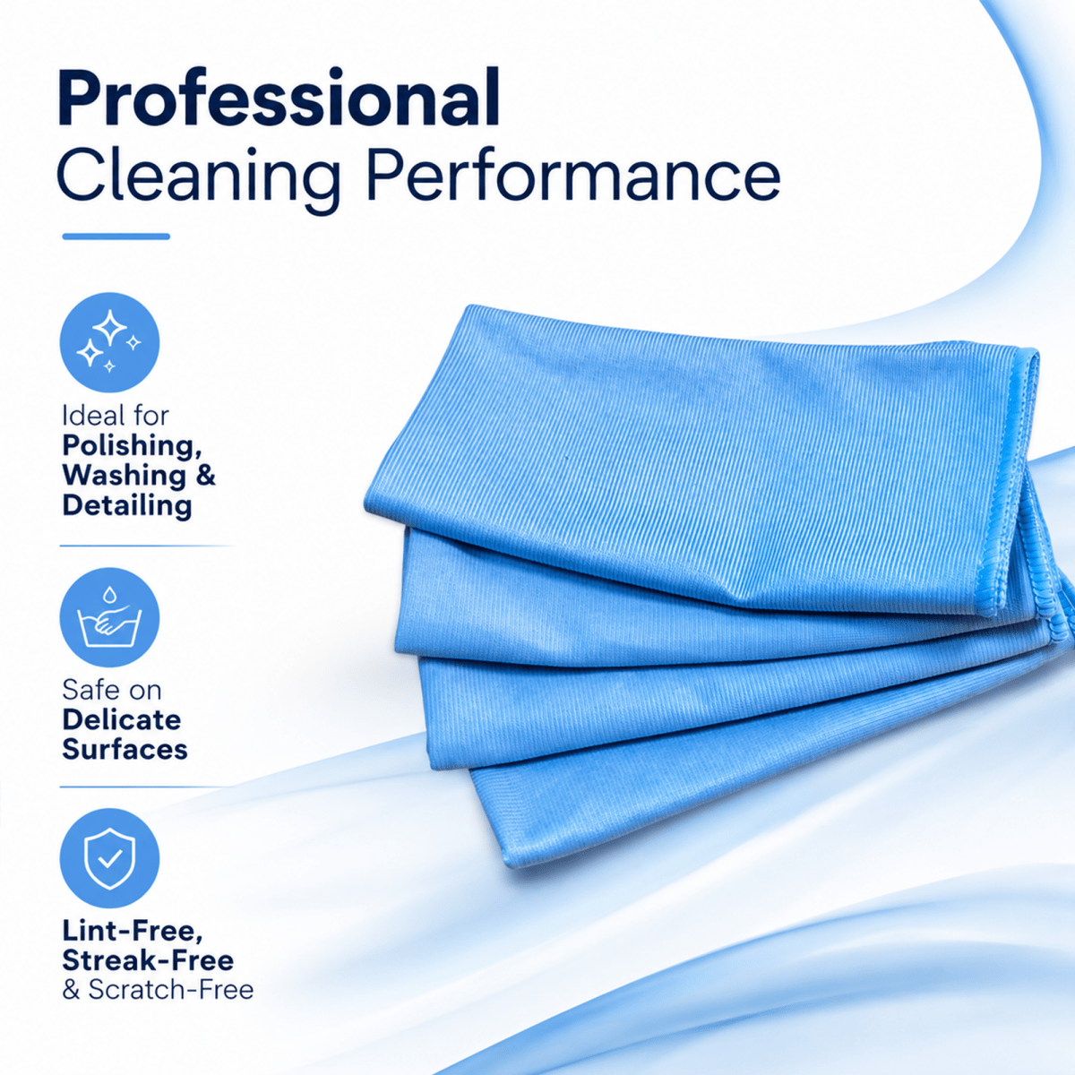 MA - FRA Microfiber Glass Cloth 350 GSM | 40x40cm Multipurpose Car Cleaning Towel - Pack of 4 - Detailing Essentials