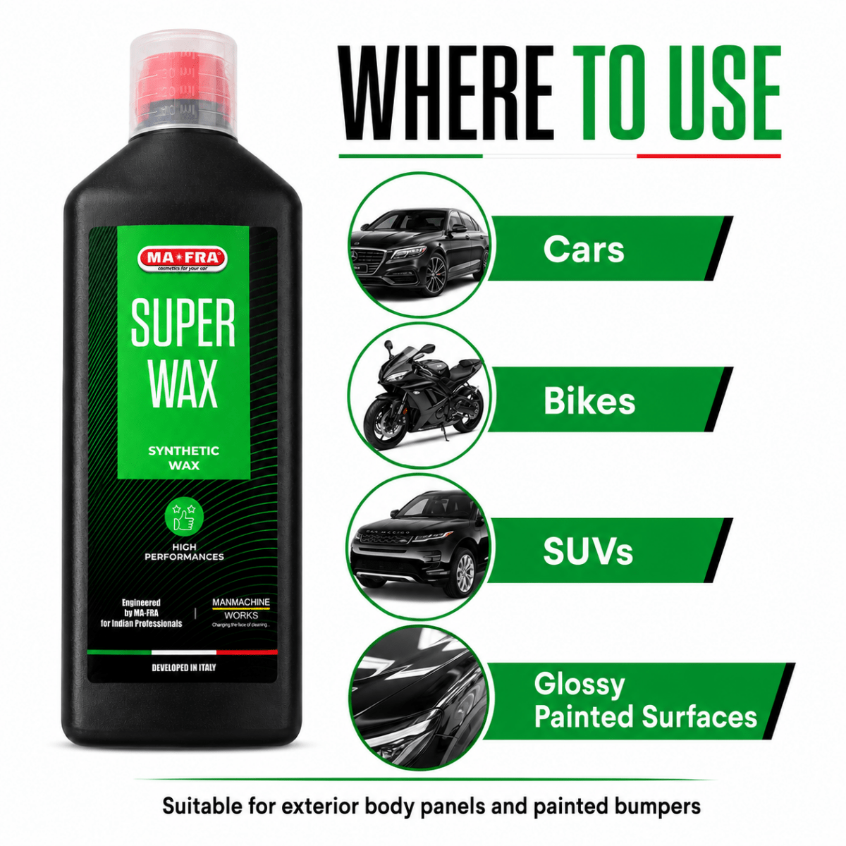 Mafra, 1 L Super Wax, Synthetic Wax, Long Lasting And High Performance, Eco - Friendly And Safe To Use With Dilution Ratio 1:9 Via Foam Gun (wash Up To 100 Times) - Detailing Essentials