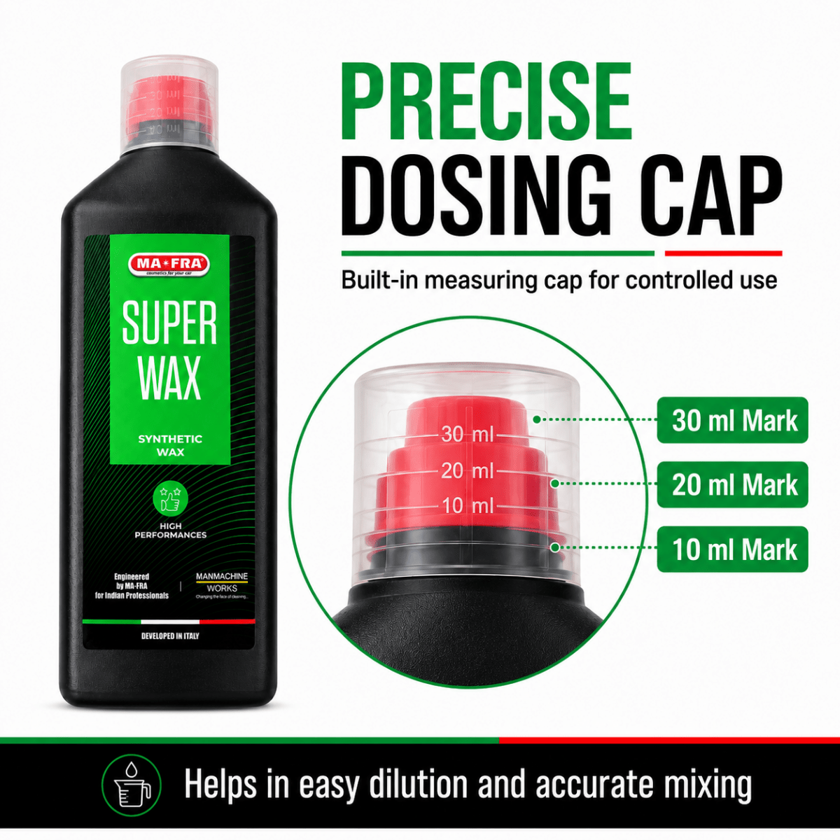 Mafra, 1 L Super Wax, Synthetic Wax, Long Lasting And High Performance, Eco - Friendly And Safe To Use With Dilution Ratio 1:9 Via Foam Gun (wash Up To 100 Times) - Detailing Essentials