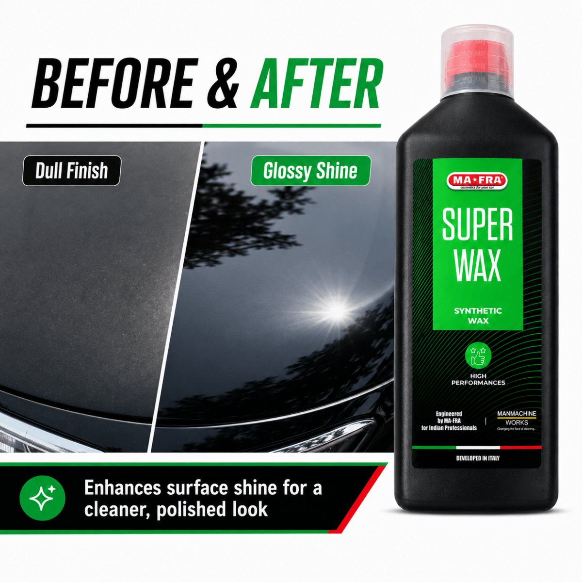 Mafra, 1 L Super Wax, Synthetic Wax, Long Lasting And High Performance, Eco - Friendly And Safe To Use With Dilution Ratio 1:9 Via Foam Gun (wash Up To 100 Times) - Detailing Essentials