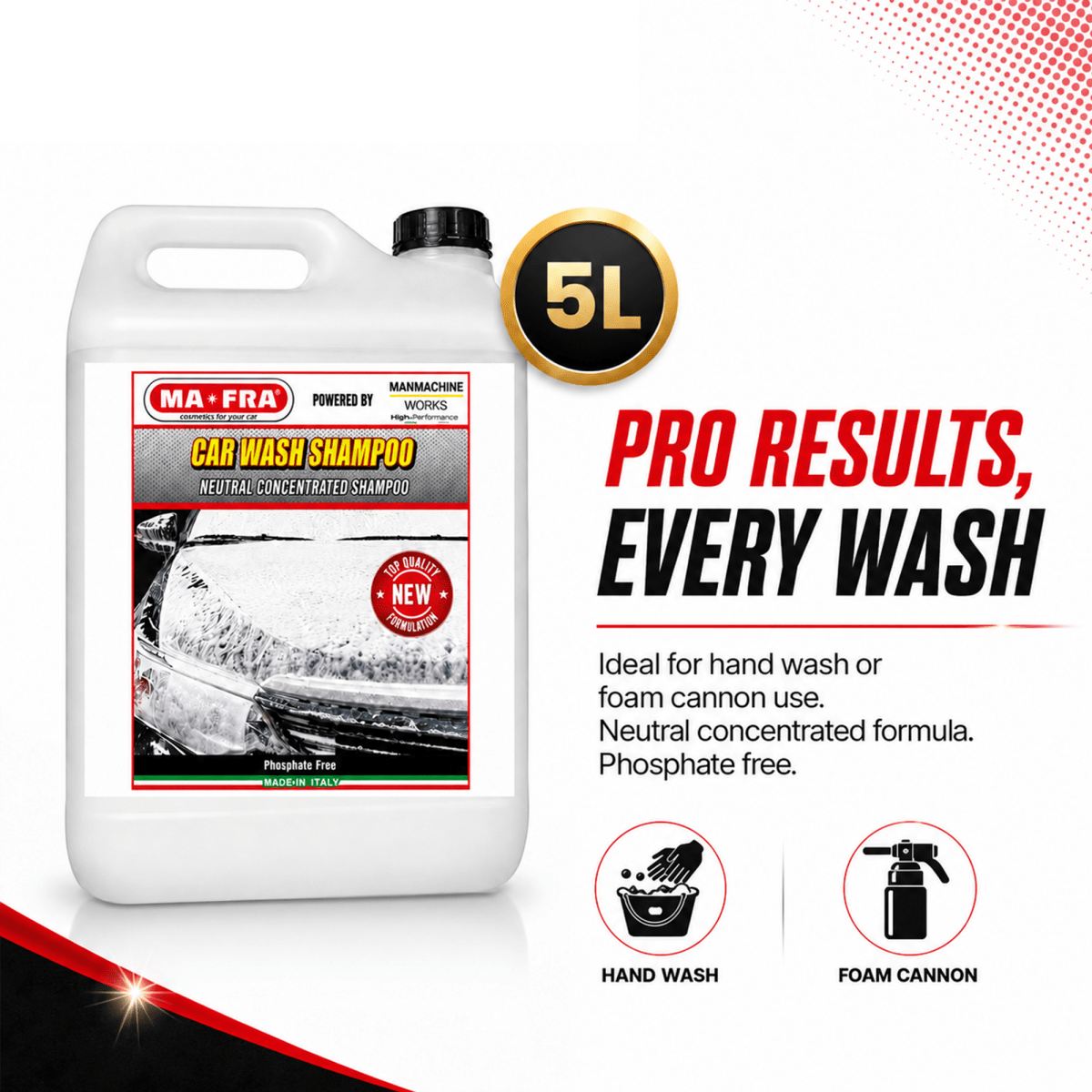 Mafra Car Wash Shampoo Mafra (1 Litre) | Remove Tough Dirt And Stains | Safe On Paint Deep Cleaning | - Detailing Essentials