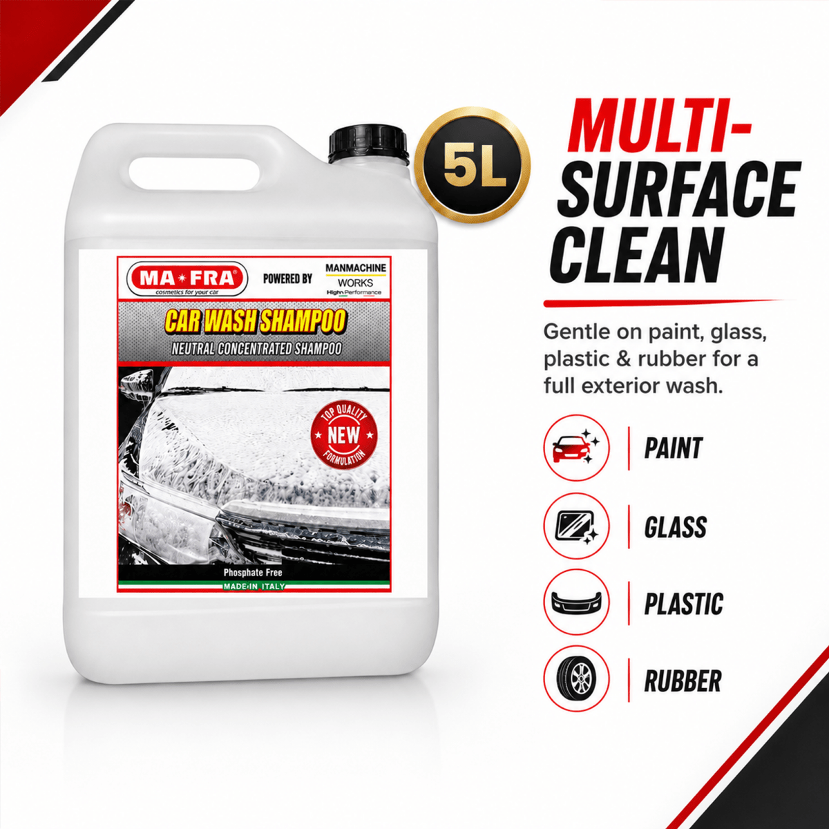 Mafra Car Wash Shampoo Mafra (1 Litre) | Remove Tough Dirt And Stains | Safe On Paint Deep Cleaning | - Detailing Essentials