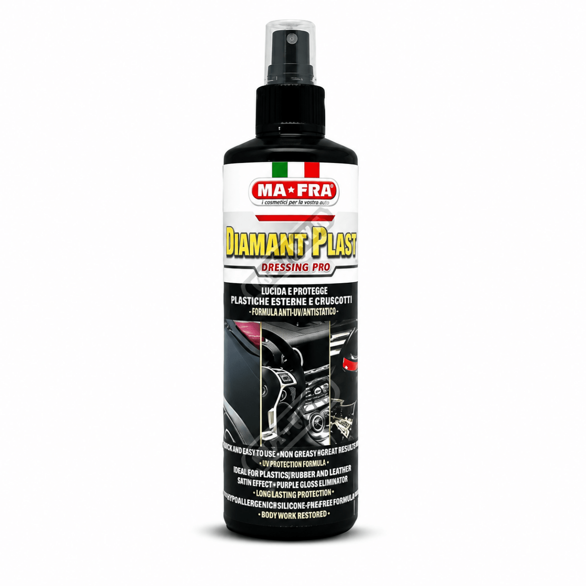 Mafra Diamant Plast Dressing Pro 250ml | Dashboard, Plastic & Rubber Polish For Car Interior & Exterior - Detailing Essentials