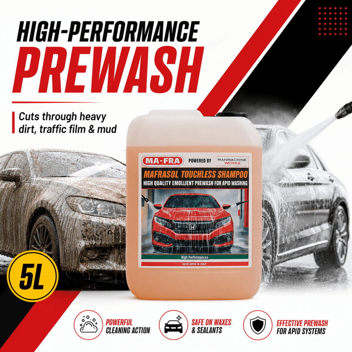Mafra Mafrasol Touchless Shampoo 5L | High - quality Prewash | Touchless Cleaning For Cars & Trucks - Detailing Essentials