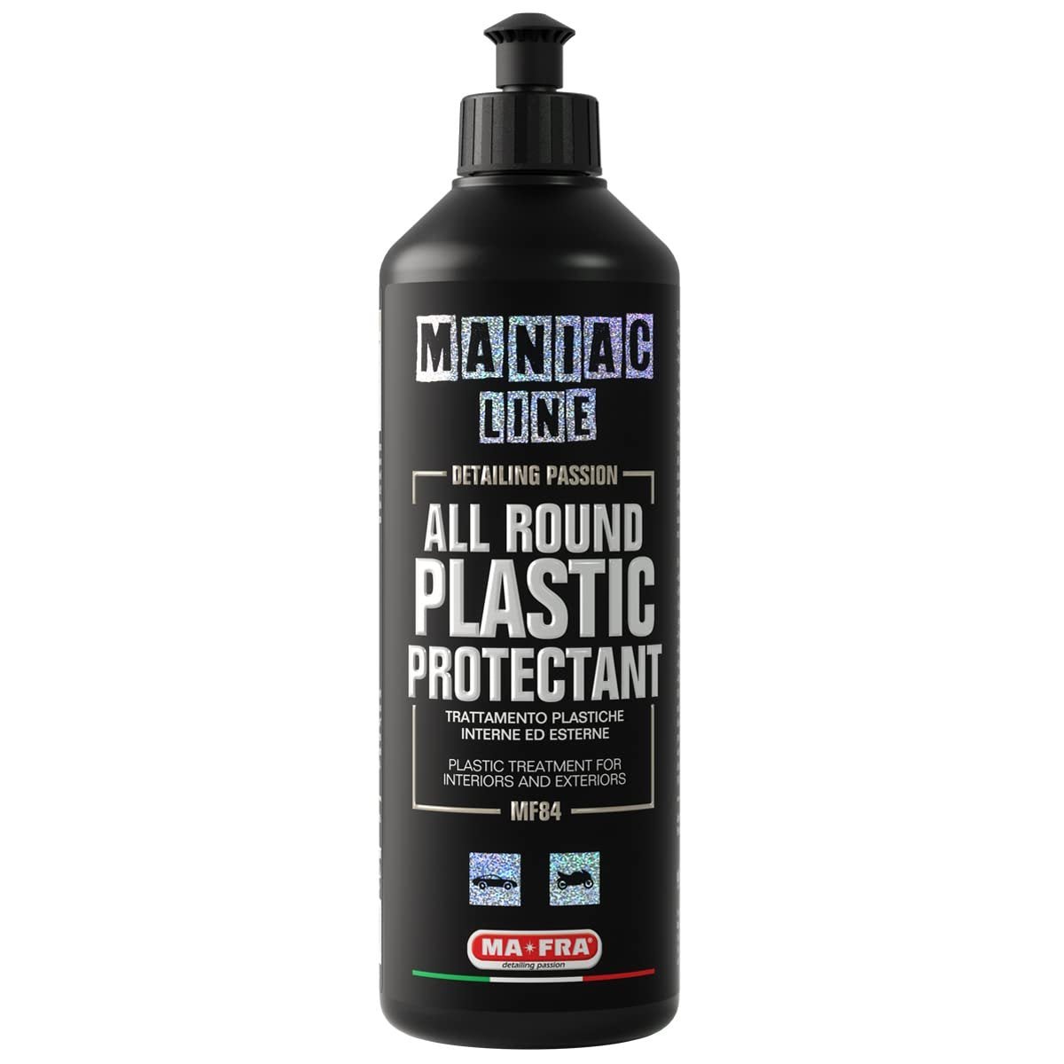 Mafra Maniac Line All Round Plastic Protectant | Revives & Protects Plastic & Rubber | Interior & Exterior Dressing | 500ml - Detailing Essentials