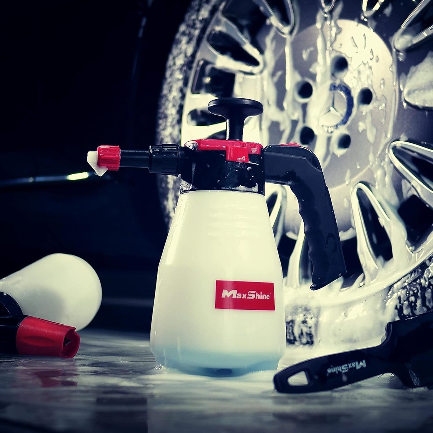 Mafra Maxshine 1.5L Hand Pressure Foam Sprayer | Thick Foam Pump Bottle For Car Detailing, Home Cleaning, Garden & Plant Watering | Durable Nozzles & Easy Use - Detailing Essentials
