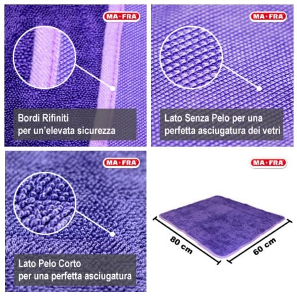 Mafra Super Dryer Microfiber Cloth 620GSM (60x80cm) | Ultra Absorbent, Lint & Streak - free Drying Towel For Car, Bike & Windows | Hairless Part For Glass Cleaning - Detailing Essentials