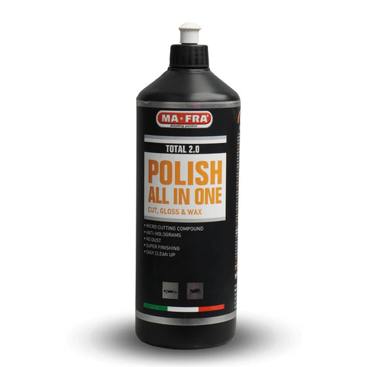 MAFRA Total 2.0 All - in - one Car Polish | Cut, Gloss & Wax | One Step Polish, Microparticle Compound, No Dust, Easy Clean | 1000ml - Detailing Essentials