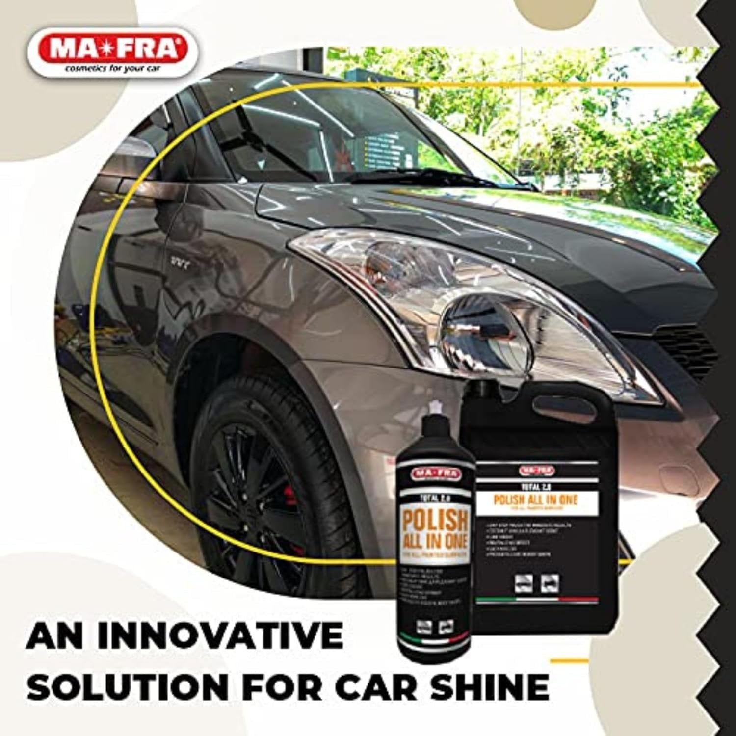 MAFRA Total 2.0 All - in - one Car Polish | Cut, Gloss & Wax | One Step Polish, Microparticle Compound, No Dust, Easy Clean | 1000ml - Detailing Essentials