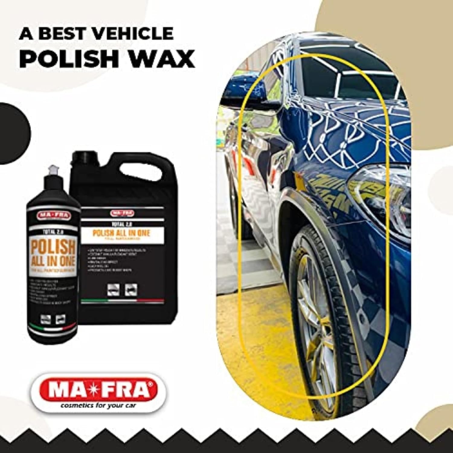 MAFRA Total 2.0 All - in - one Car Polish | Cut, Gloss & Wax | One Step Polish, Microparticle Compound, No Dust, Easy Clean | 1000ml - Detailing Essentials