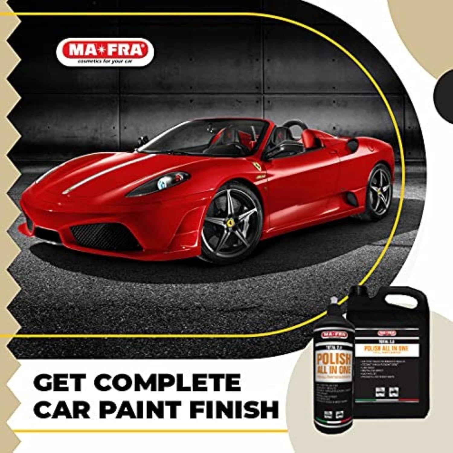 MAFRA Total 2.0 All - in - one Car Polish | Cut, Gloss & Wax | One Step Polish, Microparticle Compound, No Dust, Easy Clean | 1000ml - Detailing Essentials