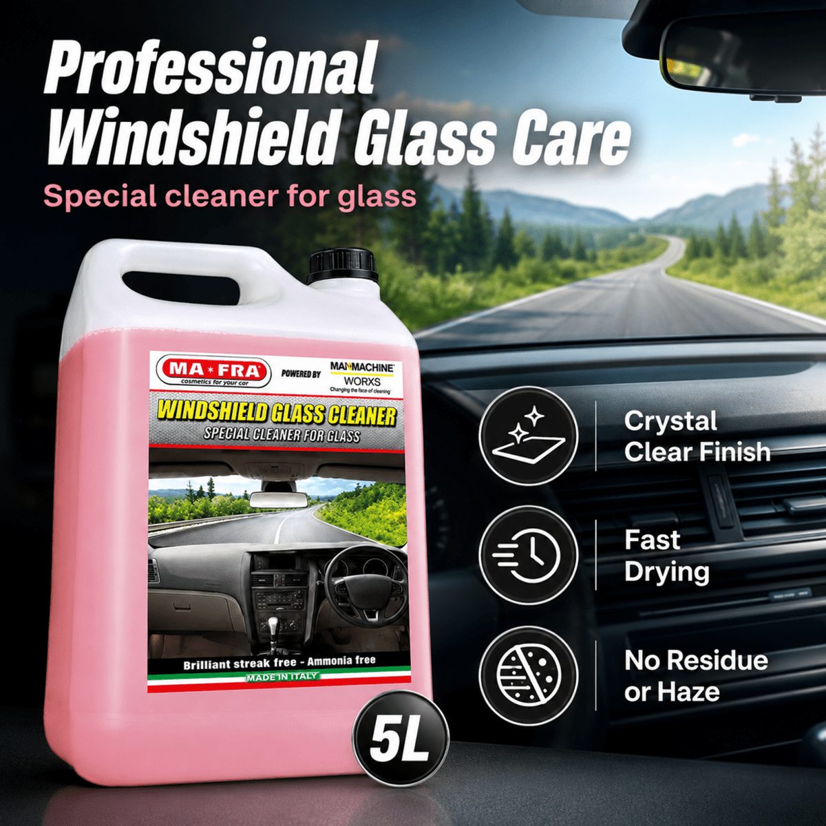 Mafra Windshield Glass Cleaner And Glass Cleaner For Professional Glass Care - Detailing Essentials