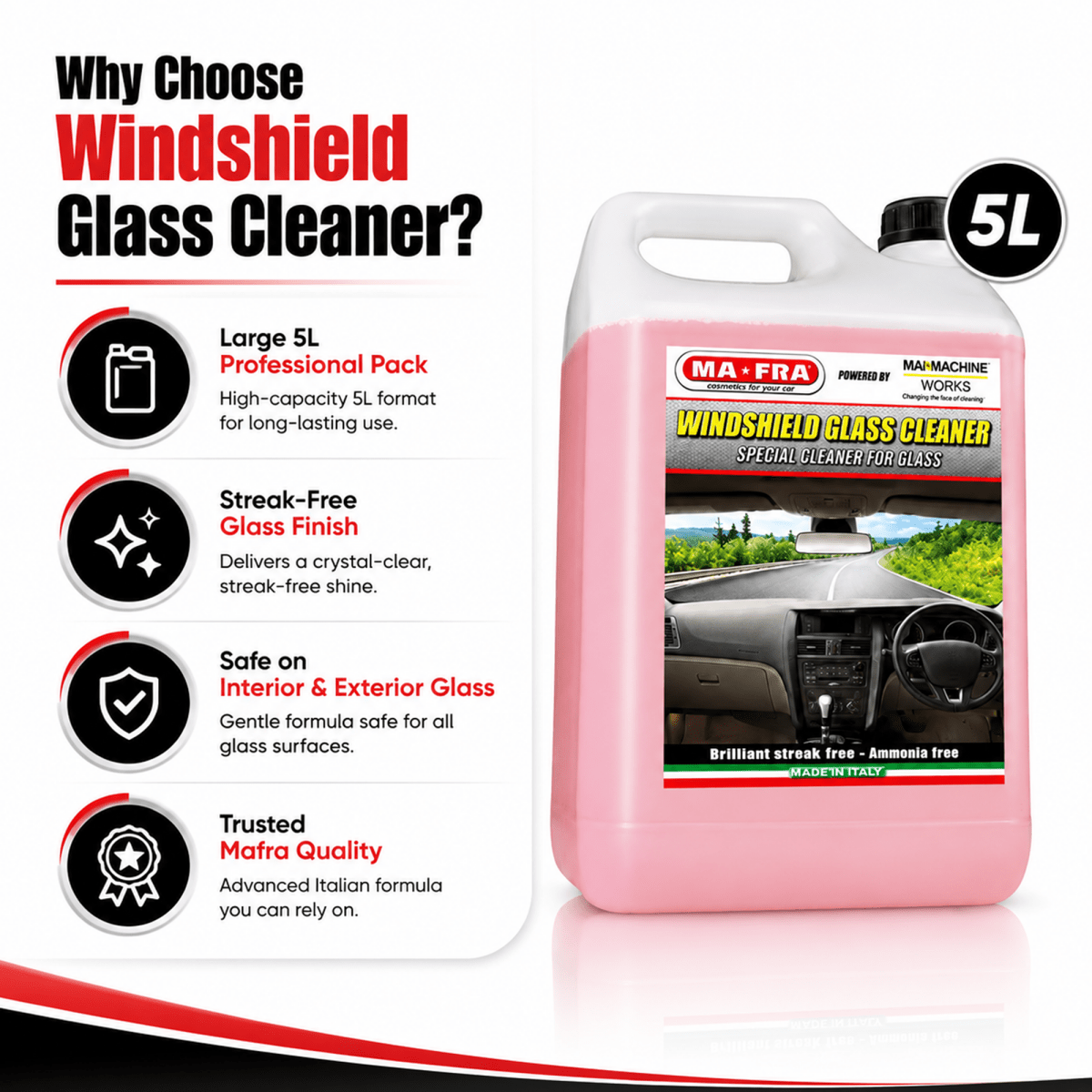 Mafra Windshield Glass Cleaner And Glass Cleaner For Professional Glass Care - Detailing Essentials