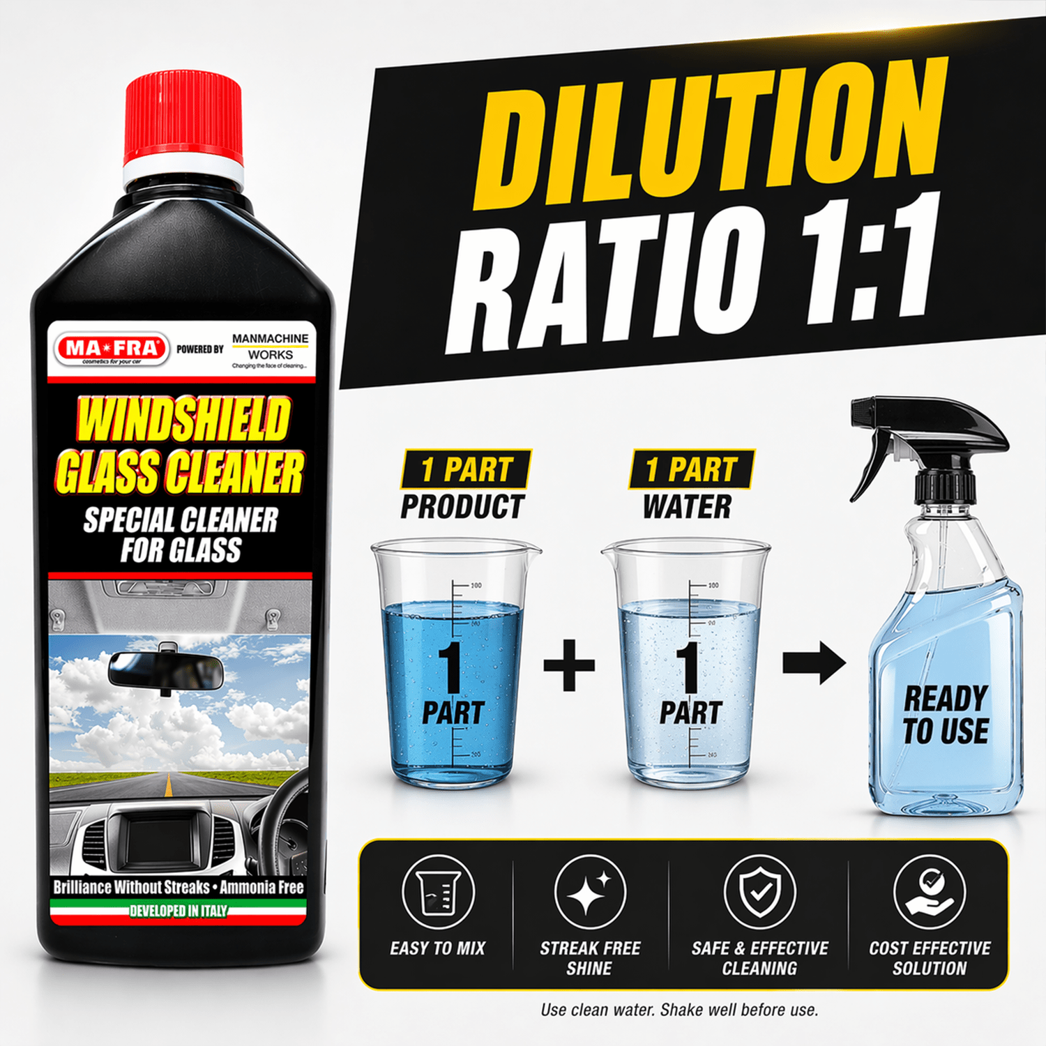 Mafra Windshield Glass Cleaner And Glass Cleaner For Professional Glass Care - Detailing Essentials
