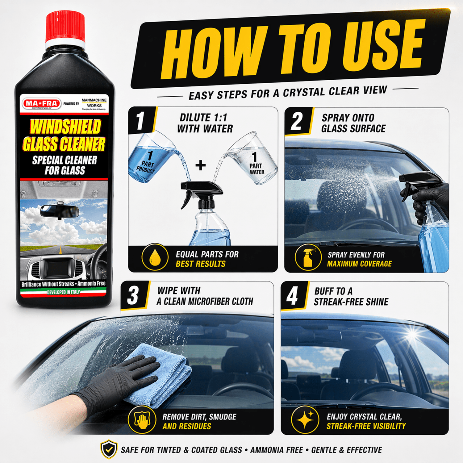Mafra Windshield Glass Cleaner And Glass Cleaner For Professional Glass Care - Detailing Essentials