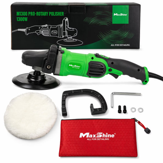 MaxShine M1300 Car Electric Rotary Polisher (1Year), 1300Wt, 7" Disc Size with 5/8" Spindle 6 Speed, Progressive Trigger, Spindle Lock for Heavy Duty Work Polishing Rubbing Buffing Machine