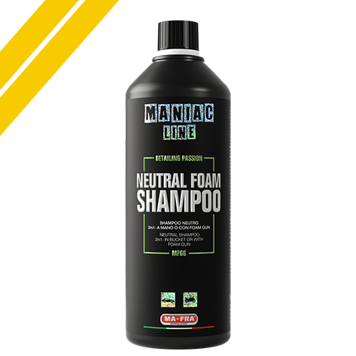 Maniac Line Car Detailing , Neutral Foam Shampoo, 2 in1 Neutral Shampoo, Highly Effective On Dust And Grime, 1000ml - Detailing Essentials