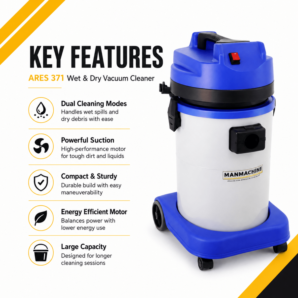 Manmachineworks ARES 371 Best Wet And Dry Car Vacuum Cleaner - Detailing Essentials