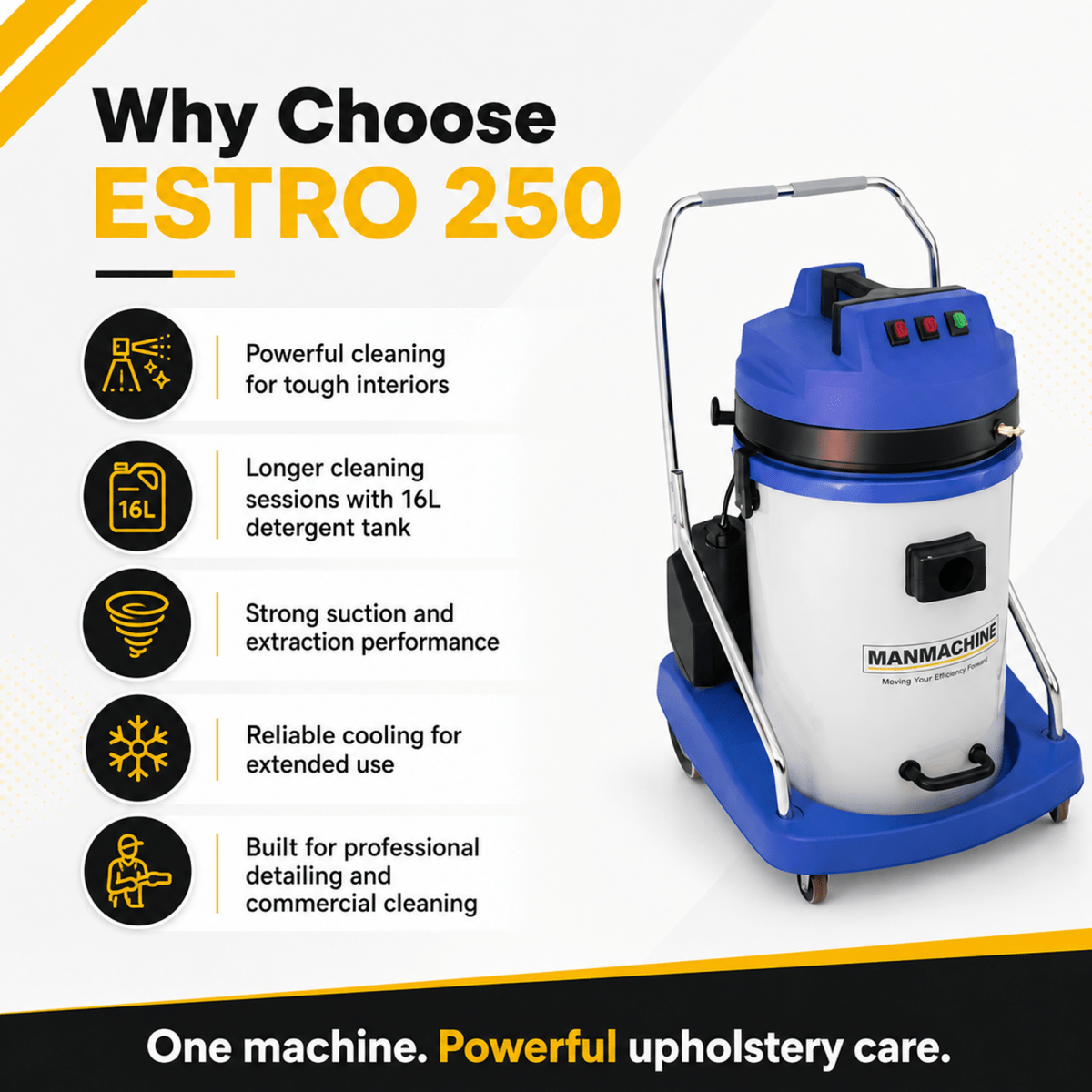 Manmachineworks ESTRO - 250 Car Upholstery Cleaner Machine - Detailing Essentials