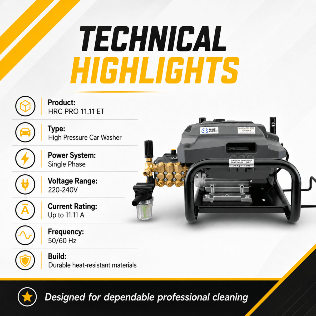 Manmachineworks HRC PRO 11.11 ET (single Phase) Car Washer - Detailing Essentials