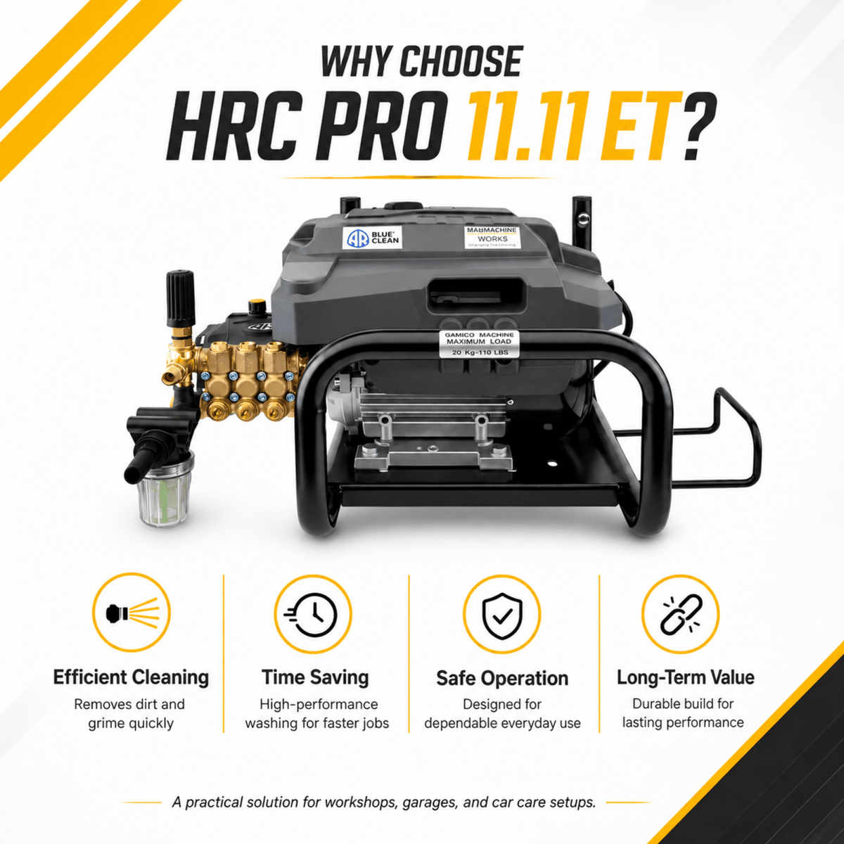 Manmachineworks HRC PRO 11.11 ET (single Phase) Car Washer - Detailing Essentials