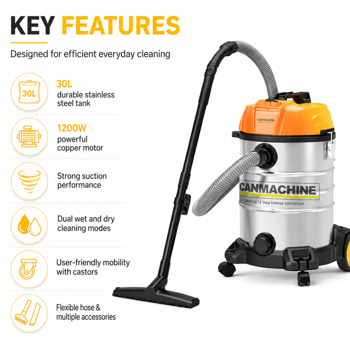 Manmachineworks MMWECO - 30L Wet And Dry Vacuum Cleaner - Detailing Essentials
