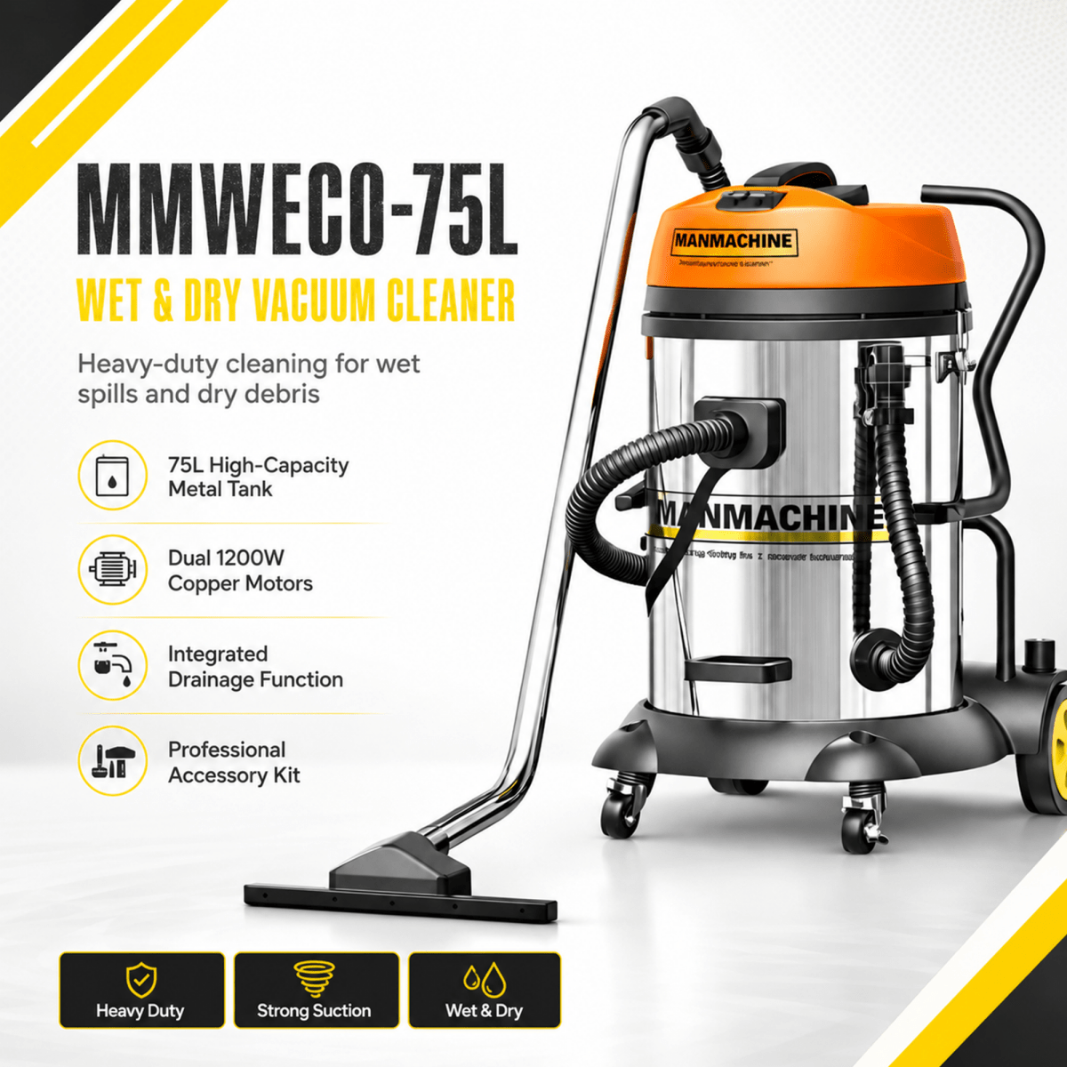 Manmachineworks MMWECO - 75L Wet and Dry Vacuum Cleaner - Detailing Essentials