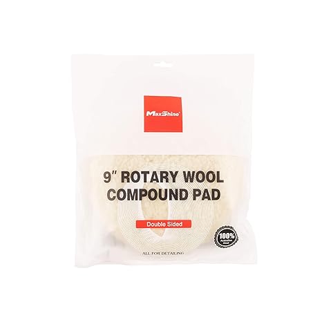 MaxShine 9 Inch Rotary Australian Wool Compound Pad | Single Sided Cutting Pad - Detailing Essentials