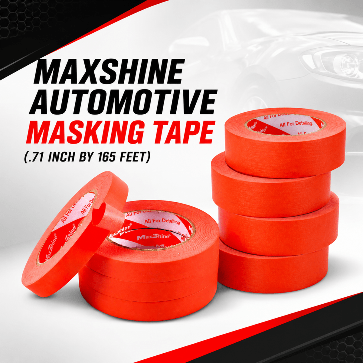 Maxshine Automotive Masking Tape (0.71 Inch By 165 Feet) And Masking Tape For Professional Detailing Tools - Detailing Essentials