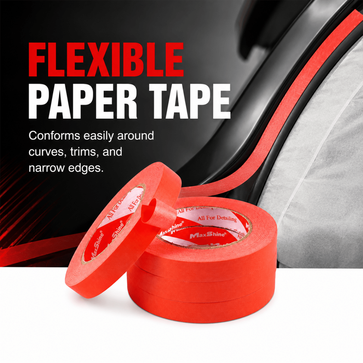 Maxshine Automotive Masking Tape (1.42 Inch By 165 Feet) And Masking Tape For Professional Detailing Tools - Detailing Essentials