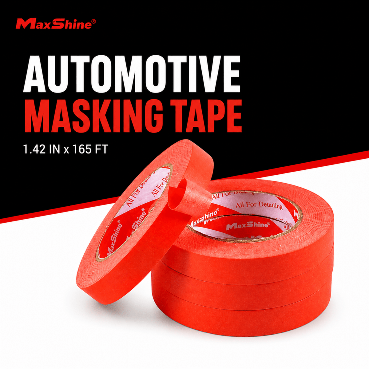 Maxshine Automotive Masking Tape (1.42 Inch By 165 Feet) And Masking Tape For Professional Detailing Tools - Detailing Essentials