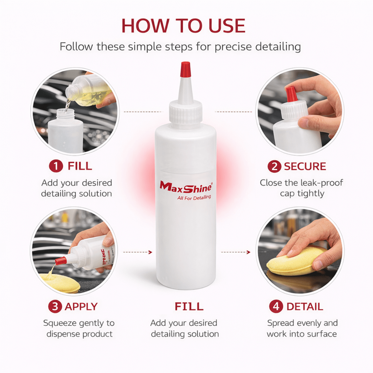 Maxshine Compound Polish Wax Dispenser Bottle With Cap And Bottle For Professional Detailing Tools - Detailing Essentials