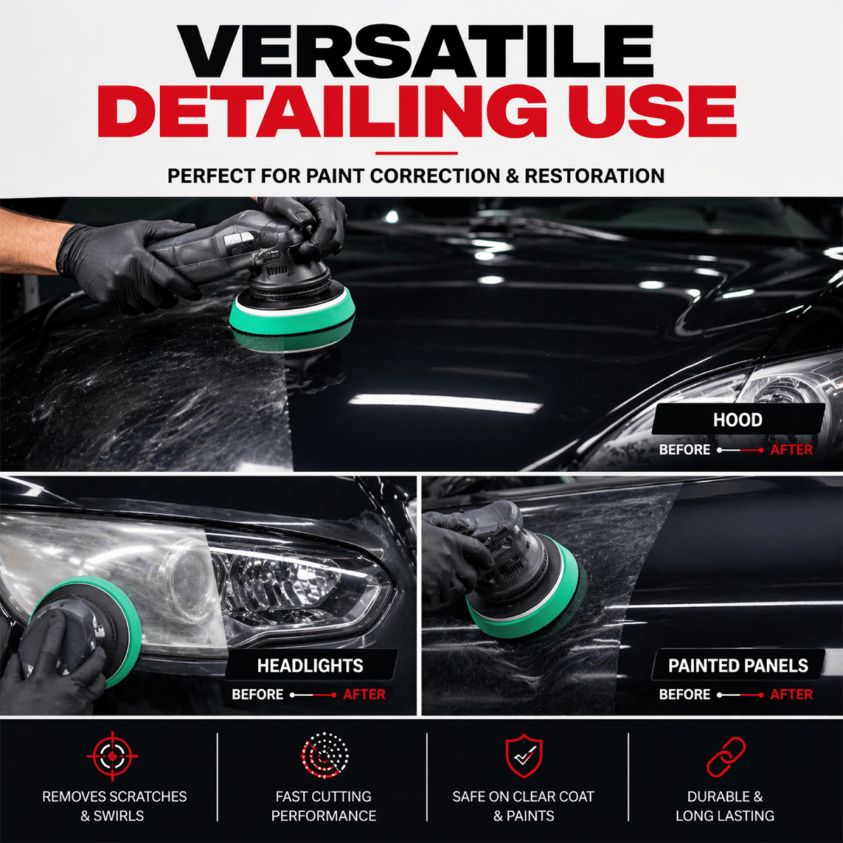 MaxShine Cross Cut Foam Pad Green Finishing | 3 Inch, 5 Inch & 6 Inch - Detailing Essentials